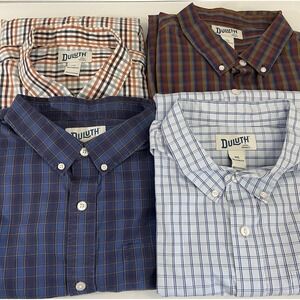 Duluth Trading Mens Set of 4 Cotton Oxford Button Plaid Size 2XL Relaxed Fit Top